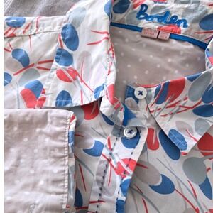 Boden Abstract Botanical Print Long Sleeve Flip Cuff Button Shirt Blouse Sz 8